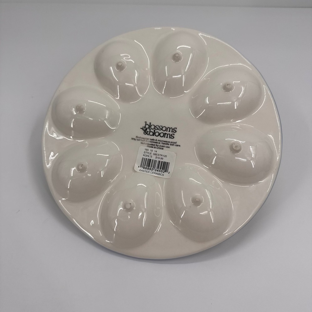 Blossoms &‎ Blooms Easter Chick Ceramic Deviled Egg Platter Pastel 8" 08ESTR120 - Picture 7 of 9